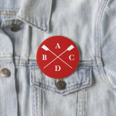 Ruwen van de eierstokken monogram rood ronde button 7,6 cm (In situ)