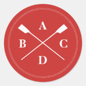 Ruwen van de eierstokken monogram rood ronde sticker (Voorkant)