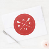 Ruwen van de eierstokken monogram rood ronde sticker (Envelop)