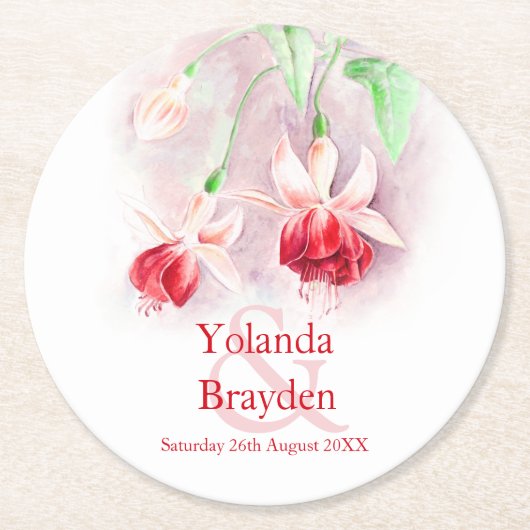 Ruwfuchsia waterverf onderzetters (Voorkant)