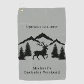 Ruwgrijze bokjacht vrijgezellenweekend golfhanddoek (Voorkant)