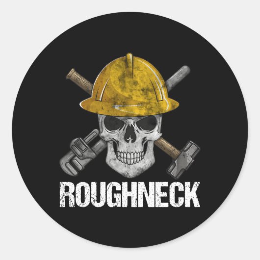 Ruwhals schedel Olieveld Arbeider Olieveld Rig Dri Ronde Sticker (Voorkant)