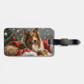 Ruwharige Collie Hond Kerst Feestelijk Bagagelabel (Achterkant horizontaal)