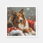 Ruwharige Collie Hond Kerst Festiviteit Servet (Voorkant)