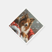 Ruwharige Collie Hond Kerst Festiviteit Servet (Hoek)