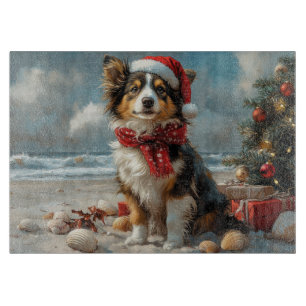 Ruwharige Collie Hond Kerstmis Vintage Strand Snijplank