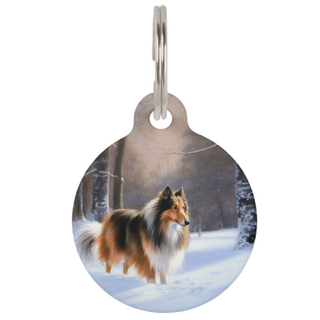 Ruwharige Collie Let It Snow Kerstmis Huisdierpenning (Voorkant)