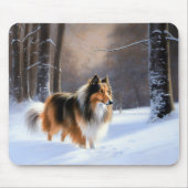 Ruwharige Collie Let It Snow Kerstmis Muismat (Voorkant)