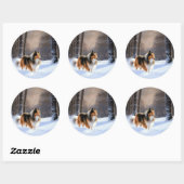 Ruwharige Collie Let It Snow Kerstmis Ronde Sticker (Vel)