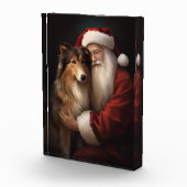 Ruwharige Collie met Kerstman Feestelijke Kerstmis Fotoblokken (Rechts)