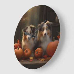 Ruwharige Collie Puppy Herfst Plezier Pompoen Grote Klok