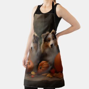 Ruwharige Collie Puppy Herfst Plezier Pompoen Schort