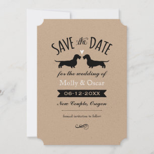 Ruwharige Dachshonden Huwelijk Opslaan de Datum Save The Date