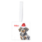 Ruwharige Dachshund Twee Foto Kerstvakantie Decoratie (Voorkant)