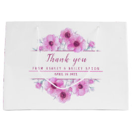 Ruwroze bloemen dank je grote cadeautas