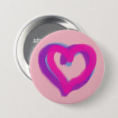 Ruwweg getekend hart op aangepaste roze kleur ronde button 7,6 cm (Voorkant /achterkant)