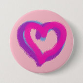 Ruwweg getekend hart op aangepaste roze kleur ronde button 7,6 cm (Voorkant)