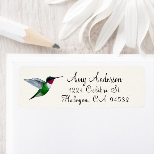 Ruwwerende Hummingbird Return Address Label (Insitu)