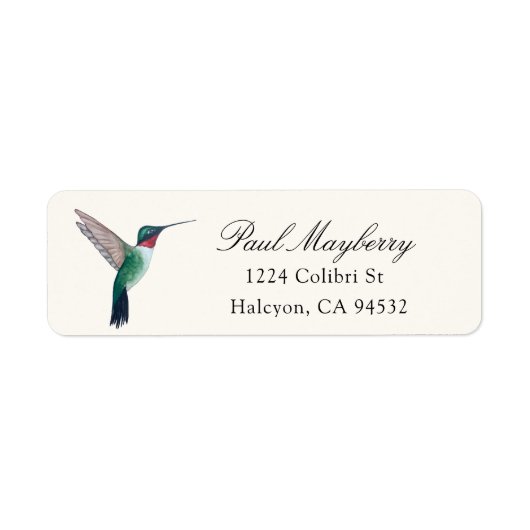 Ruwwerende Hummingbird Return Address Label (Voorkant)