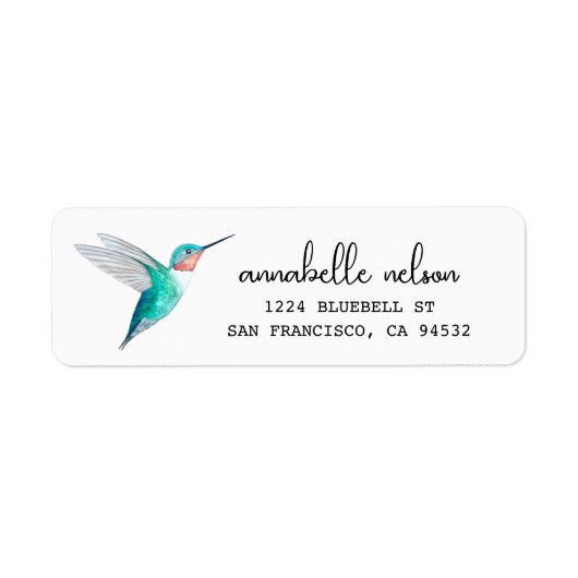 Ruwwerende Hummingbird Return Address Label (Voorkant)