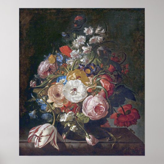 Ruysch - bloem in een glazen vaas poster (Voorkant)