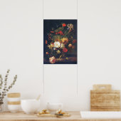 Ruysch - bloemen in een glazen vaas poster (Keuken)