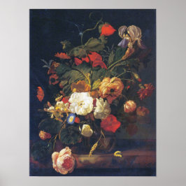 Ruysch - bloemen in een glazen vaas poster