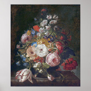 Ruysch - Boeket Bloemen In Een Glazen Vaas Poster