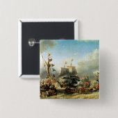 Ruyter en William de Witt Vierkante Button 5,1 Cm (Voorkant /achterkant)