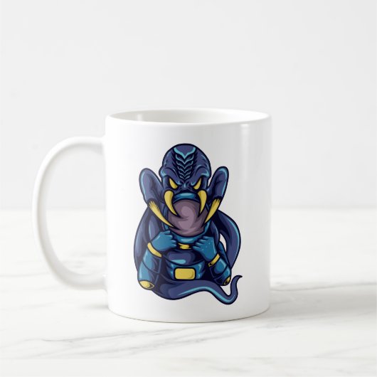 Ruzie tussen astronaut en monster koffiemok (Links)