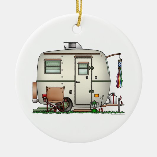 RV-aanhangwagen voor ruitglas Keramisch Ornament (Voorkant)