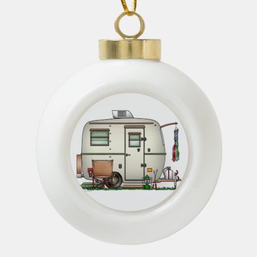 RV-aanhangwagen voor  ruitglas Keramische Bal Ornament (Voorkant)