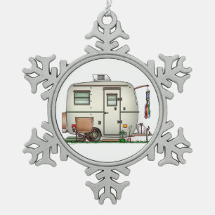 RV-aanhangwagen voor  ruitglas Tin Sneeuwvlok Ornament