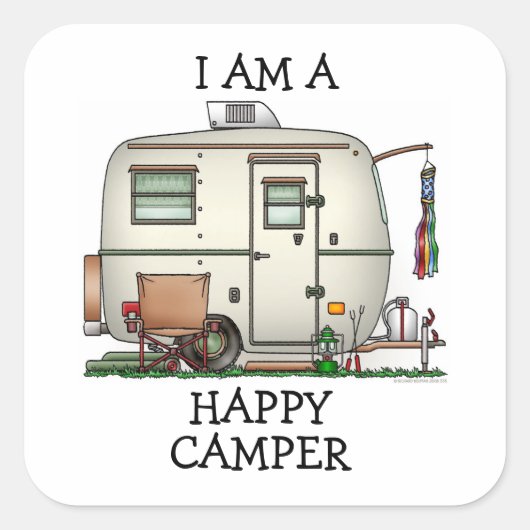 RV-aanhangwagen voor  ruitglas Vierkante Sticker (Voorkant)