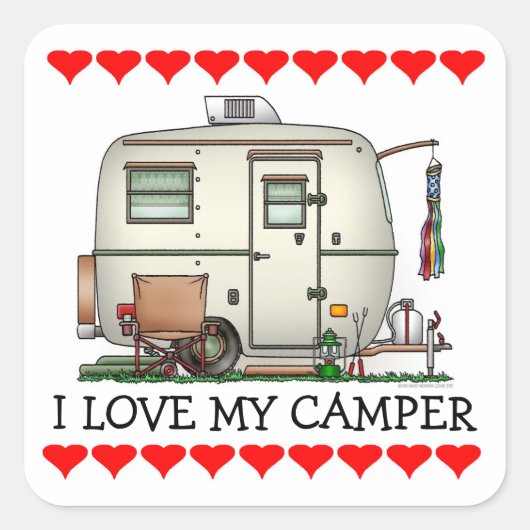 RV-aanhangwagen voor  ruitglas Vierkante Sticker (Voorkant)