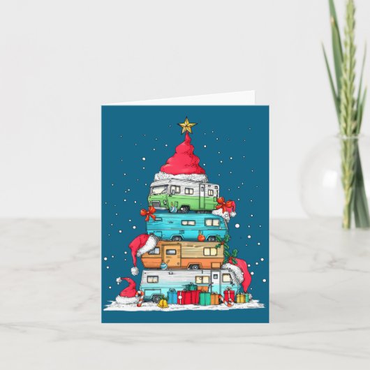 Rv Camng Camper Travel Vacation Christmas Tree Xma Kaart (Voorkant)
