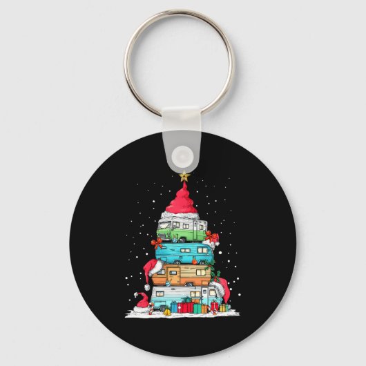 Rv Camng Camper Travel Vacation Christmas Tree Xma Sleutelhanger (Voorkant)