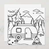 RV Camper en kampvuur | kleurplaat (Voorkant / Achterkant)