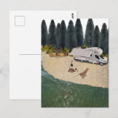 RV Camper in het bos aan het water Briefkaart (Voorkant / Achterkant)