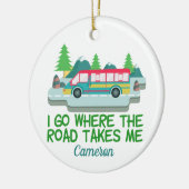 RV Camper Road Trip Cute wereldreiziger Keramisch Ornament (Links)