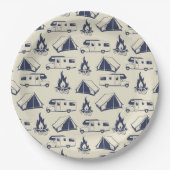 RV Camper Tent Campfire Patroon Papieren Bordje (Voorkant)