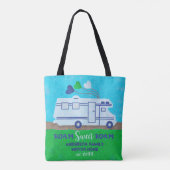 RV-camperreis naar huis | Familienaam toevoegen Tote Bag (Achterkant)