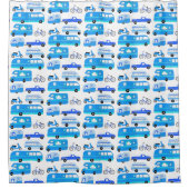 RV Campervan Vanlife Motorhome Trailer Blue Douchegordijn (Voorkant)