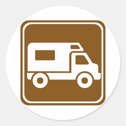 RV Campground Highway Sign Ronde Sticker (Voorkant)