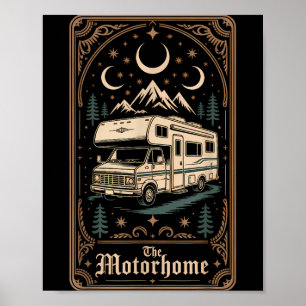 Rv-camping camper de motorhome maan berg poster
