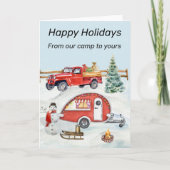 RV Camping Camper Snow Winter Kerstmis Feestdagen Kaart (Voorkant)