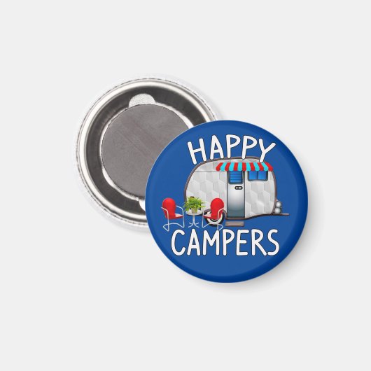 RV Camping Gift Ideeën, Happy Camers Magneet (Voorkant / Achterkant)