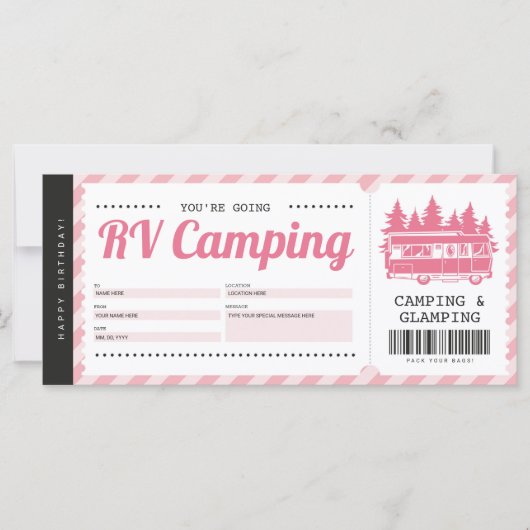 RV Camping Pink Voucher, zomerkamentcertificaat (Voorkant)