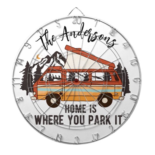 RV Camping Tent Trailer Home is waar u het parkere Dartbord (Voorkant)
