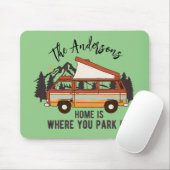 RV Camping Tent Trailer Home is waar u het parkere Muismat (Met muis)